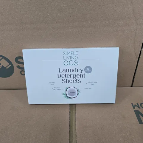 10 X SIMPLE LIVING ECO LAUNDRY DETERGENT SHEET PACKS - COCONUT - 32 WASHES PER PACK 