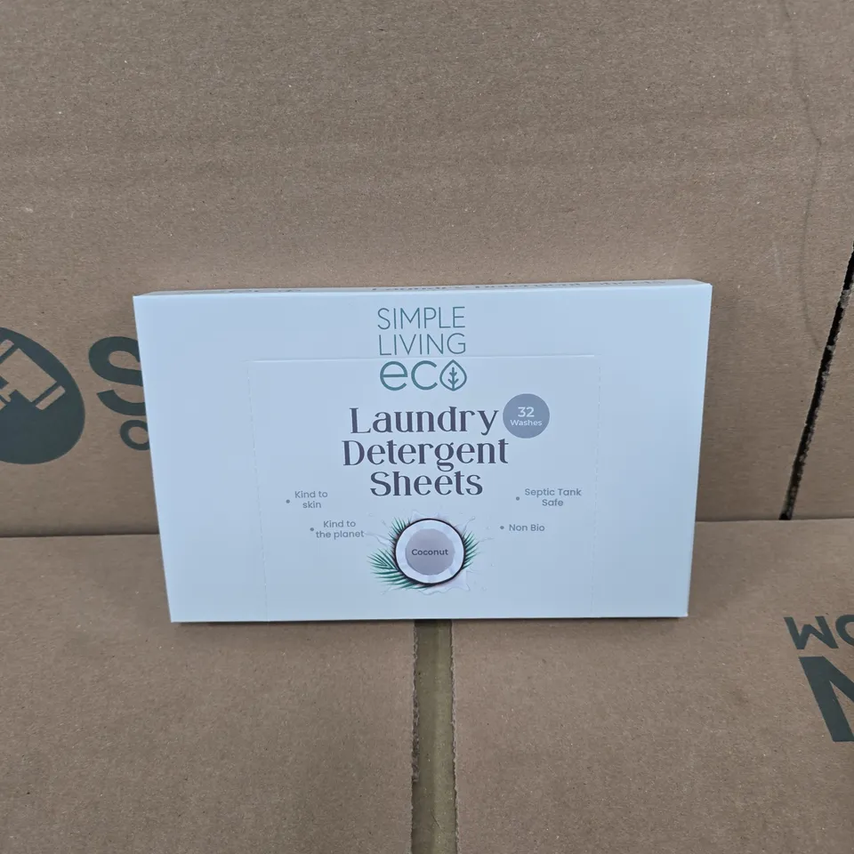 10 X SIMPLE LIVING ECO LAUNDRY DETERGENT SHEET PACKS - COCONUT - 32 WASHES PER PACK 