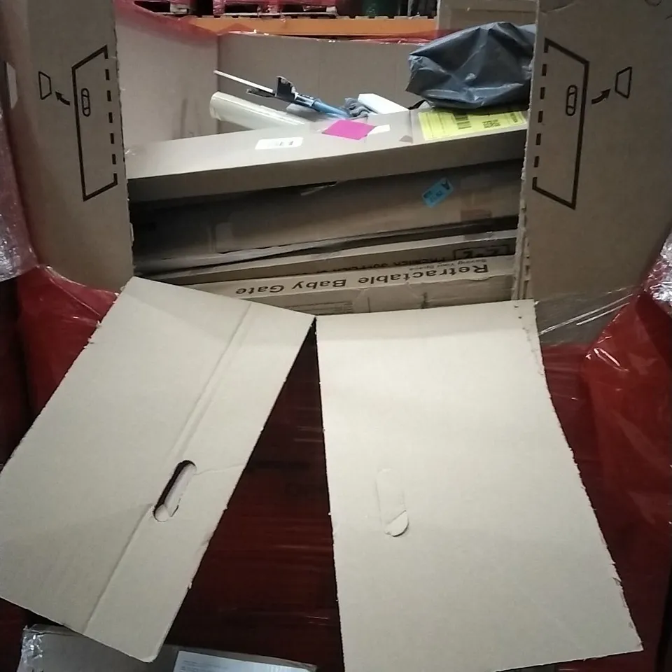 PALLET OF HOUSEHOLD ITEMS TO INCLUDE AIR FRYER OVEN, BED RAIL GUARD, RUG,SEAT PROTECTORS AND OTHER ASSORTED ITEMS...