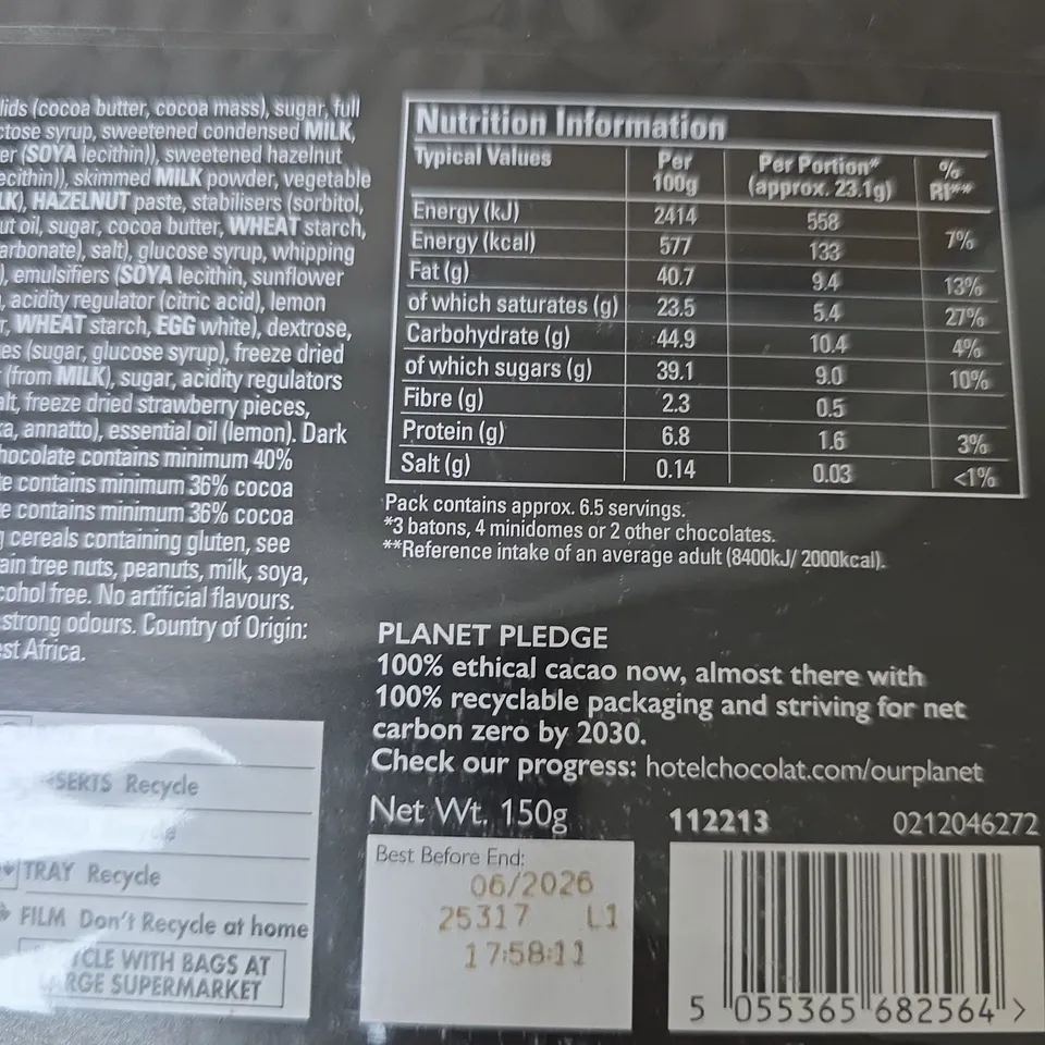 HOTEL CHOCOLAT HAPPY BIRTHDAY SIGNATURE CHOCOLATE BOX – 150G - BEST BEFORE JUNE 2026 