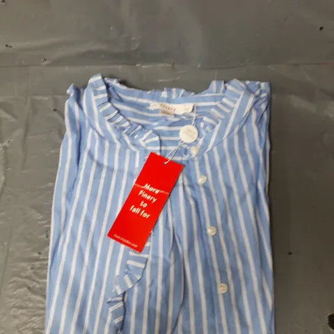 FINERY LADIES SABRINA LONG SLEEVED SHIRT - BLUE/WHITE STRIPES - SIZE 12