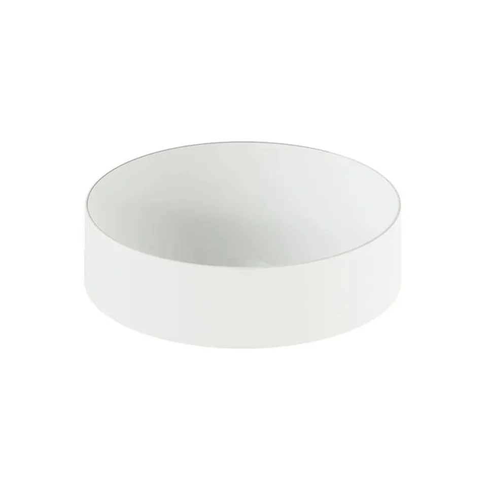 BOXED VADO CAMEO MINERAL CAST 400MM ROUND BASIN - ARCTIC WHITE