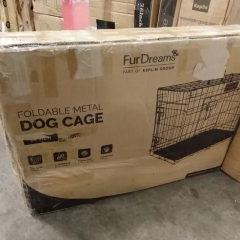 BOXED FUR DREAMS 24" FOLDABLE METAL DOG CAGE 