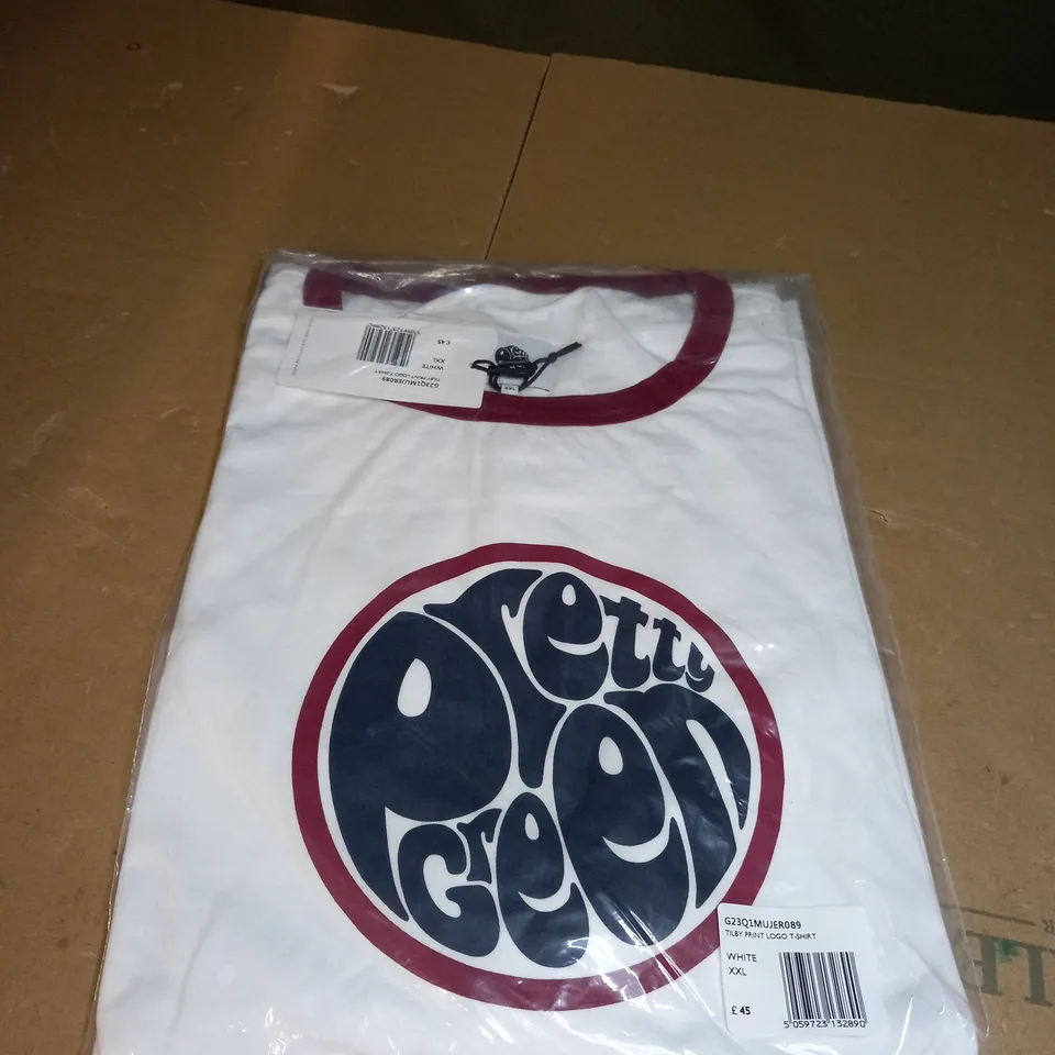 PRETTY GREEN TILBY PRINT LOGO T-SHIRT SIZE XXL 