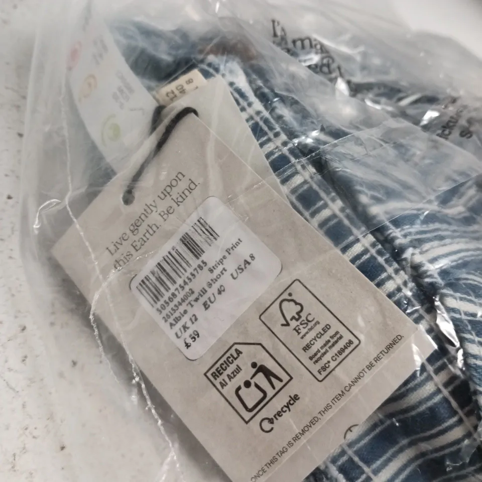 NOBODY'S CHILD STRIPED SHORT – BLUE & WHITE (UK 12)