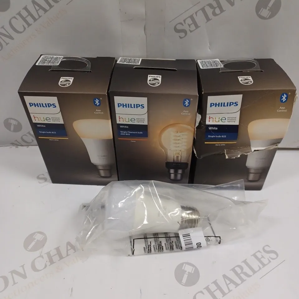 4 X ASSORTED PHILIPS HUE WHITE LED BULBS 