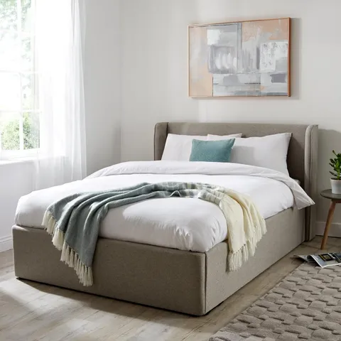BOXED CAMDEN END LIFT DOUBLE BEDFRAME IN GREY - 4 BOXES
