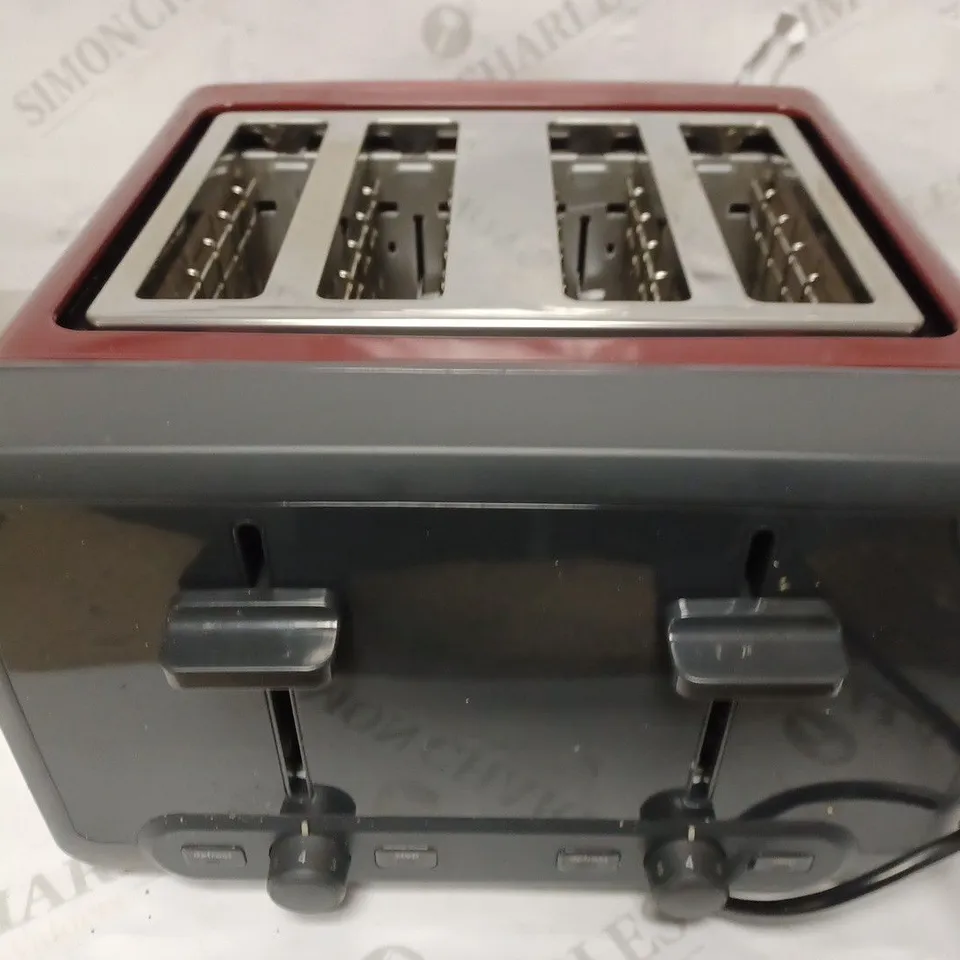 BOSCH DESIGNLINE PLUS TAT4P444GB 4 SLOT STAINLESS STEEL TOASTER - RED