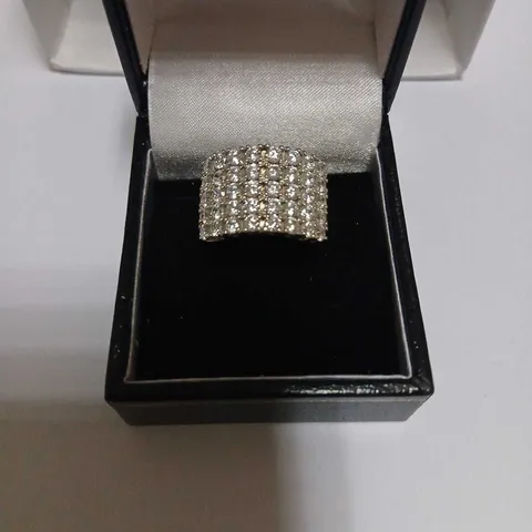 PAVÉ-SET RING WITH CLEAR STONES STERLING SILVER