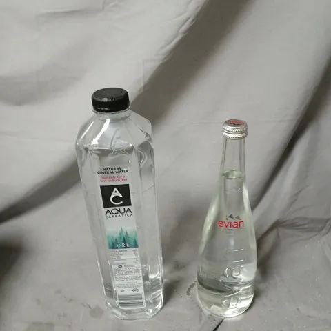 APPROXIMATELY 5 ASSORTED BOTTLED BEVERAGES INCLUDING  AQUA CARPATICA, EVIAN AND PEPSI MAX