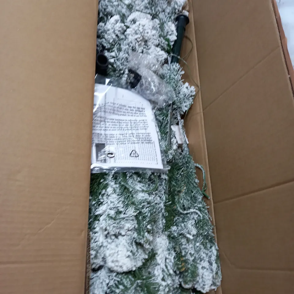 BOXED 6.5FT PRE-LIT SLIM FLOCKED EMPEROR CHRISTMAS TREE COLLECTION ONLY RRP £159.99