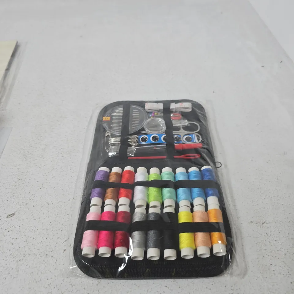APPROXIMATELY 15 ASSORTED HOUSEHOLD ITEMS INCLUDING CRYSTAL SET AND SEWING KIT