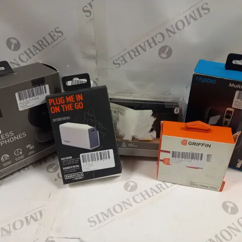 APPROXIMATELY 18 ASSORTED ELECTRICAL ITEMS TO INCLUDE KITSOUND METRO WIRELESS HEADPHONES, RAPOO MULTI-MODE MOUSE, PORTABLE CHARGER, ETC