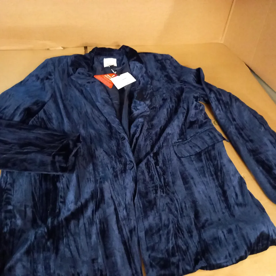 EXTRO&VERT TALL OVERSIZED BLAZER IN NAVY VELVET - UK 16