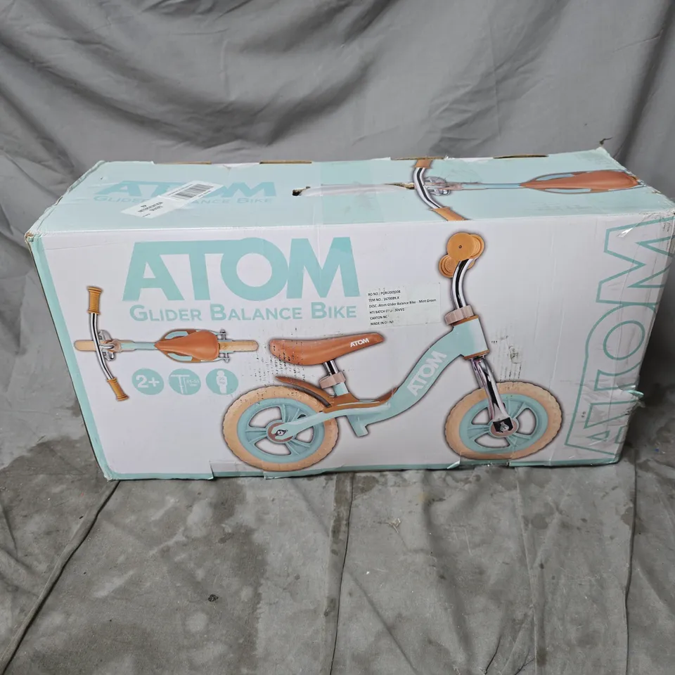 ATOM GLIDER BALANCE BIKE MINT GREEN BOXED