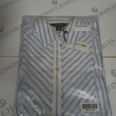 BAGGED KAREN MILLEN COTTON STRIPE BELTED MAXI SHIRT DRESS SIZE 6