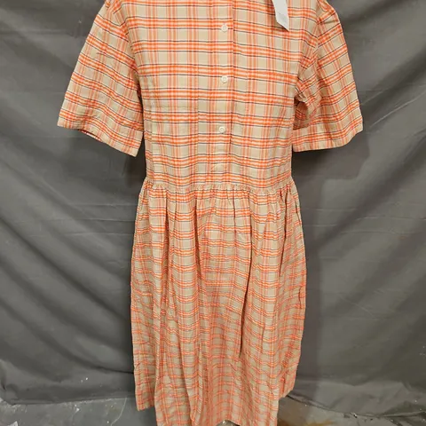 TOAST MOTLEY CHECK COTTON DRESS IN AURORA SIZE S