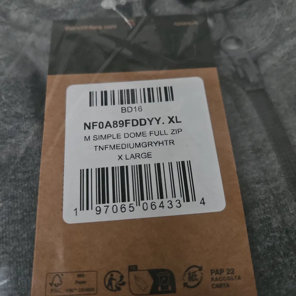 THE NORTH FACE SIMPLE DOME FULL ZIP – GREY HEATHER, XL