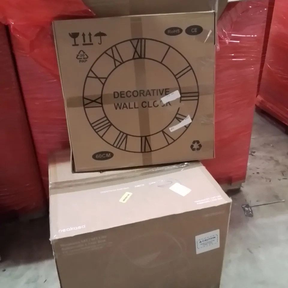 PALLET OF ASSORTED HOUSEHOLD GOODS AND PRODUCTS TO INCLUDE;AUTOMATIC LITTER BOX,WALL CLOCK 
