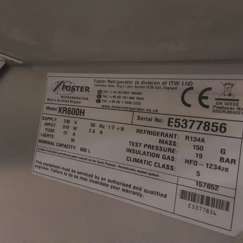 FOSTER XR600H UPRIGHT FRIDGE