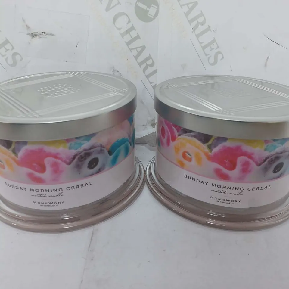 2 HOMEWORX SUNDAY MORNING CEREAL SCENTED CANDLES (510g)