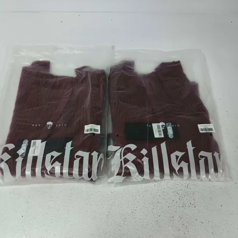 LOT OF APPROXIMATELY 28 BRAND NEW KILLSTAR DUSK EMPRESS KNIT TOPS IN RED - ALL SIZE L