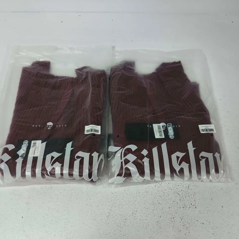 LOT OF APPROXIMATELY 28 BRAND NEW KILLSTAR DUSK EMPRESS KNIT TOPS IN RED - ALL SIZE L