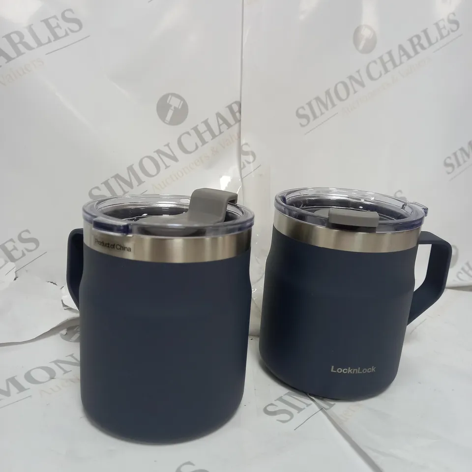 LOCK & LOCK SET OF INSULATED STAINLESS STEEL MUGS - NAVY