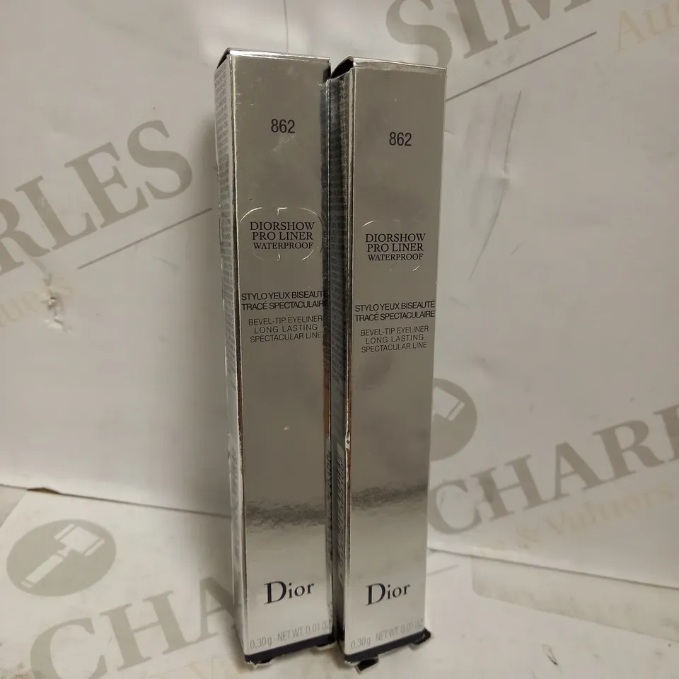 LOT OF 2 DIOR DIORSHOW PRO LINER WATERPROOF BEVEL-TIP LONG LASTING EYELINER - 862 PRO MAGENTA