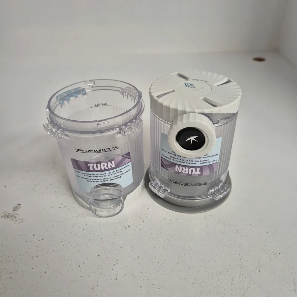 NINA ICE CREAM MAKER COMPONENTS – TWO CLEAR CUPS WITH LIDS