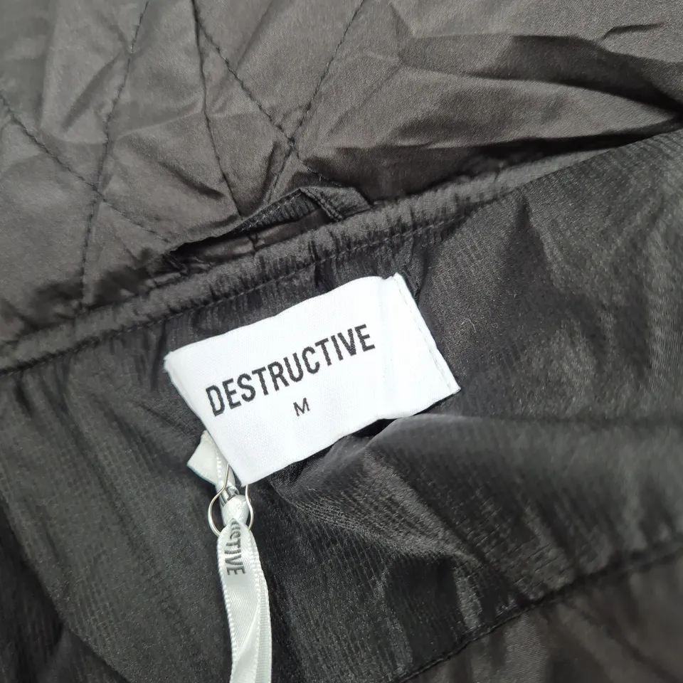 DESTRUCTIVE QUILTED ZIP JACKET - BLACK, SIZE M