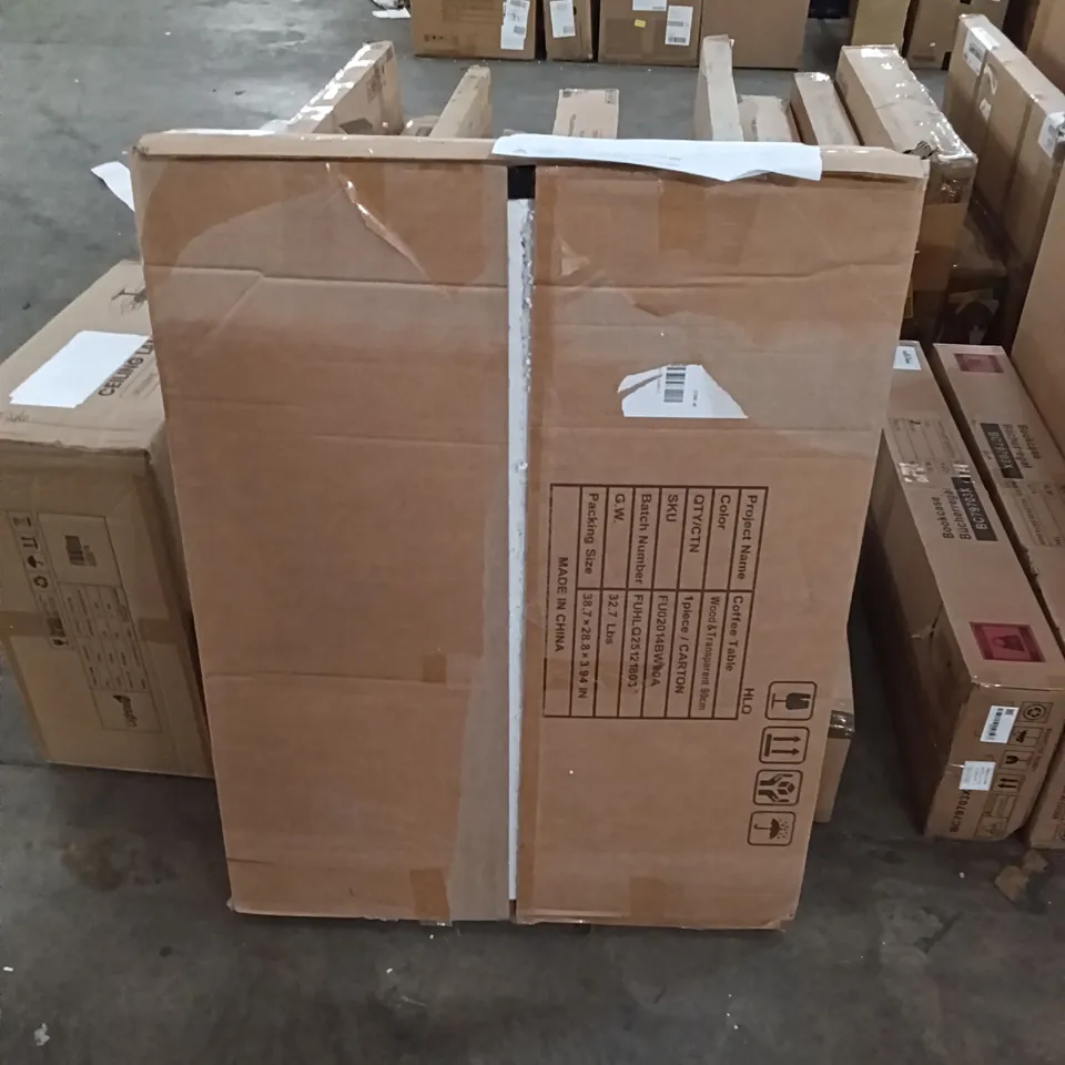 BOXED 90CM COFFEE TABLE - WOOD/TRANSPARENT (1 BOX)
