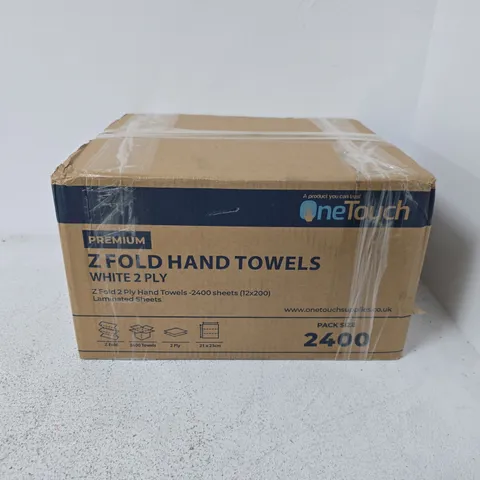 BOXED ONETOUCH Z FOLD HAND TOWELS WHITE 2 PLY (2400 PACK SIZE)