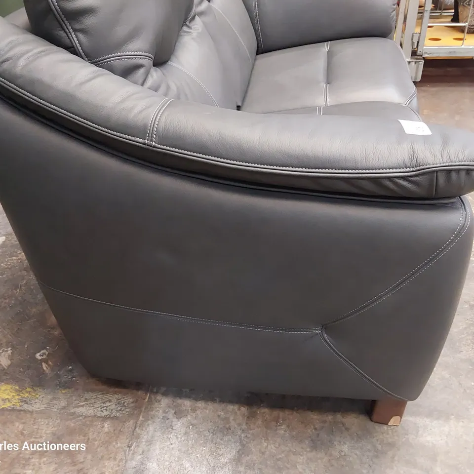QUALITY BRITISH DESIGNER JACKSON TWO SEATER SOFA CAMBRIDGE PETROL BLUE LEATHER 