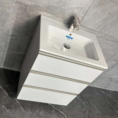 BOXED ROCA THE GAP VANITY UNIT 600MM WALL HUNG MATT LIGHT GREY 3 DRAWER - 857404447