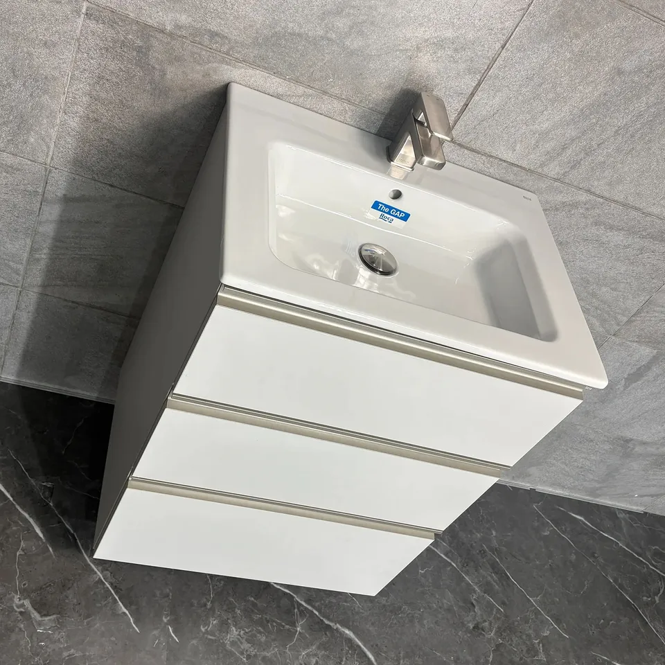 BOXED ROCA THE GAP VANITY UNIT 600MM WALL HUNG MATT LIGHT GREY 3 DRAWER - 857404447