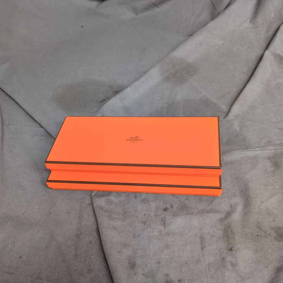 HERMÈS PARIS SILK BOW TIES – SET OF 2, GREY & BLUE, BOXED