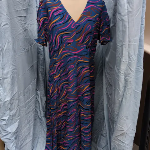 SUGARHILL BRIGHTON MARY JANE MIDI DRESS – BRIGHT NAVY, JAZZ WAVES (UK 14)