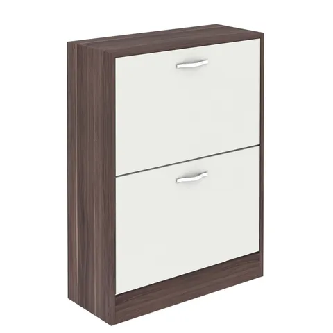 BOXED VIDA DESIGNS 2 DRAWER SHOE CABINET - WALNUT & WHITE