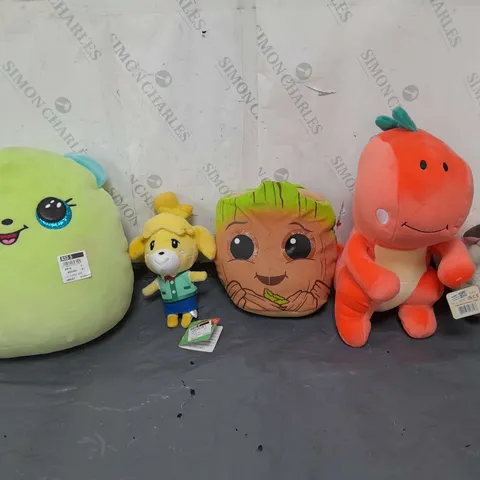 LARGE BOX OF ASSORTED PLUSH TEDDIES TO INCLUDE YOSHI, BLSCK PANTHER, AND BOWSER ETC.