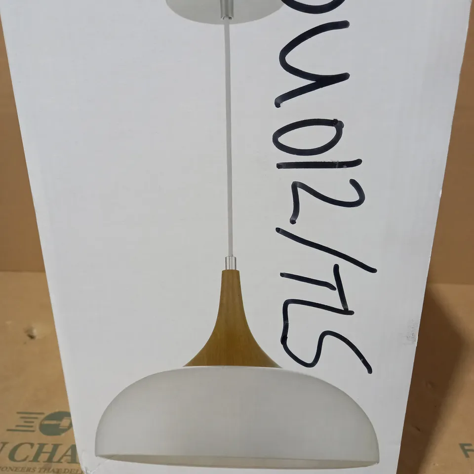 THE LIGHTING STUDIO LOUIS METAL PENDANT WOOD TOP LIGHT FITTING