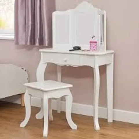 BOXED LIBERTY HOUSE TOYS KIDS WHITE DRESSING TABLE SET WITH MIRROR (1 BOX)