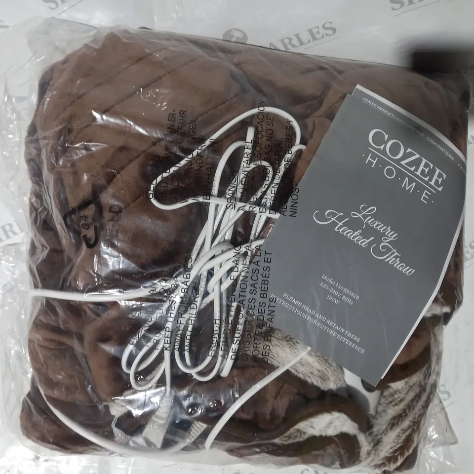BOXED COZEE HOME LUXURY HEATED THROW - NEUTRAL/BROWN