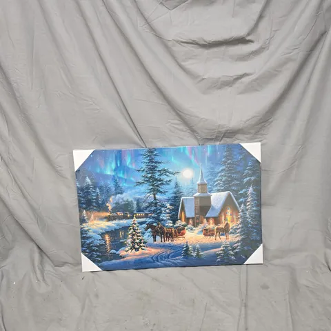 WINTER VILLAGE SCENE ART PRINT