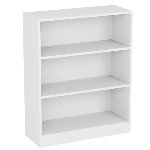BOXED VIDA CAMBRIDGE 3 TIER LOW BOOKCASE - WHITE (1 BOX)