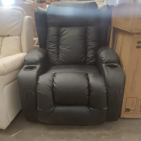 DESIGNER FAUX LEATHER UPHOLSTERED MANUAL RECLINING ARMCHAIR 