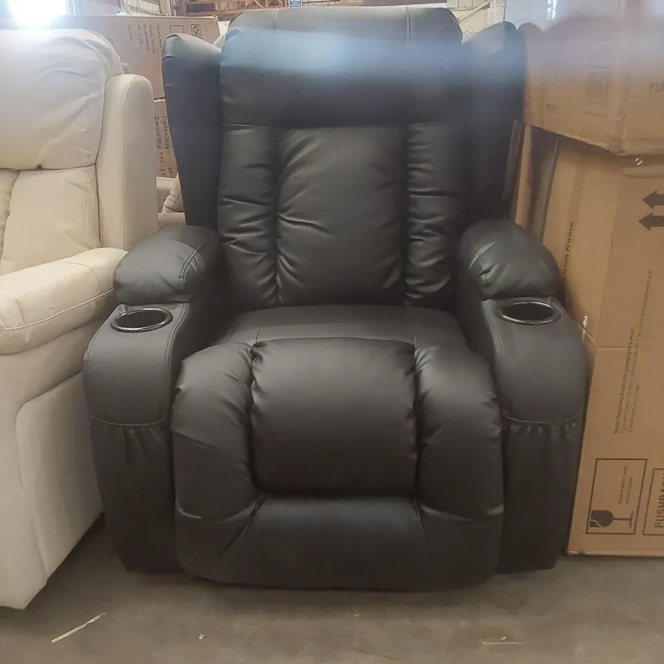 DESIGNER FAUX LEATHER UPHOLSTERED MANUAL RECLINING ARMCHAIR