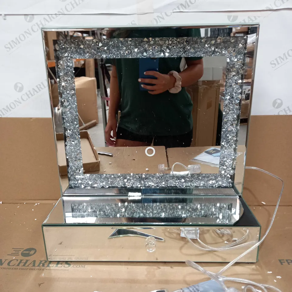 JM BY JULIEN MACDONALD LIGHT UP ENCAPSULATED CRYSTAL DRESSING TABLE MIRROR
