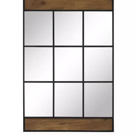 BOXED WOOD DETAIL WINDOWPANE MIRROR - COLLECTION ONLY