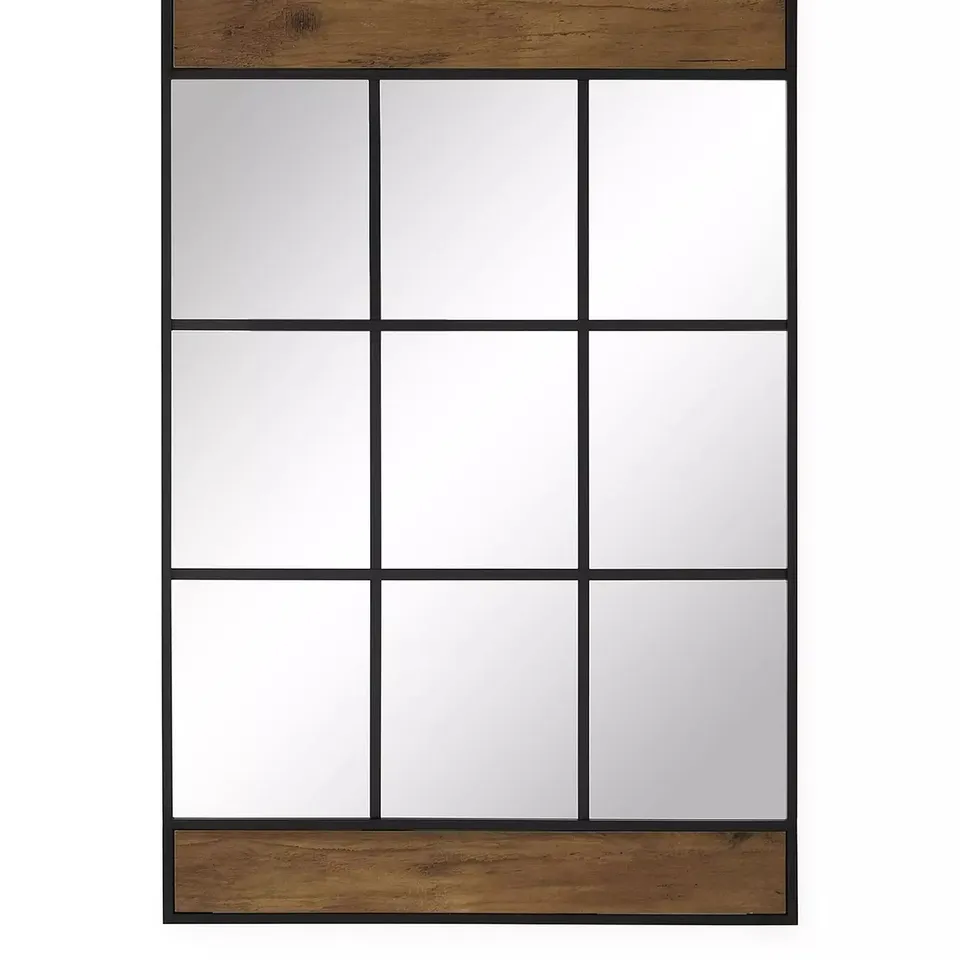 BOXED WOOD DETAIL WINDOWPANE MIRROR - COLLECTION ONLY